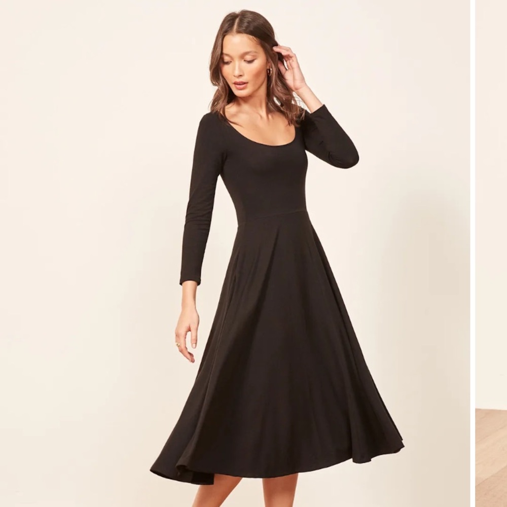 Reformation Classic Black Midi Dress